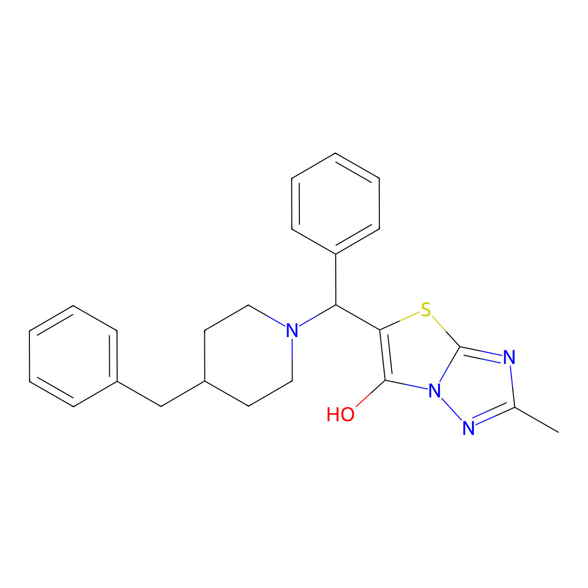 5-((4-Benzylpiperidin-1-yl)(phenyl)methyl)-2-methylthiazolo[3,2-b][1,2,4]triazol-6-ol molecular structure, CAS 851809-01-3