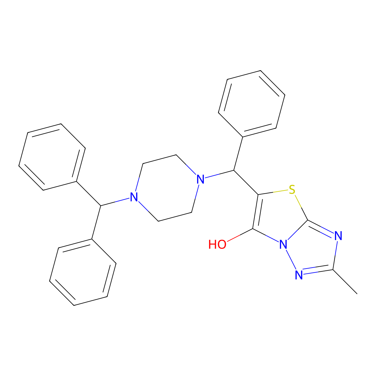 5-((4-Benzhydrylpiperazin-1-yl)(phenyl)methyl)-2-methylthiazolo[3,2-b][1,2,4]triazol-6-ol molecular structure, CAS 851809-06-8