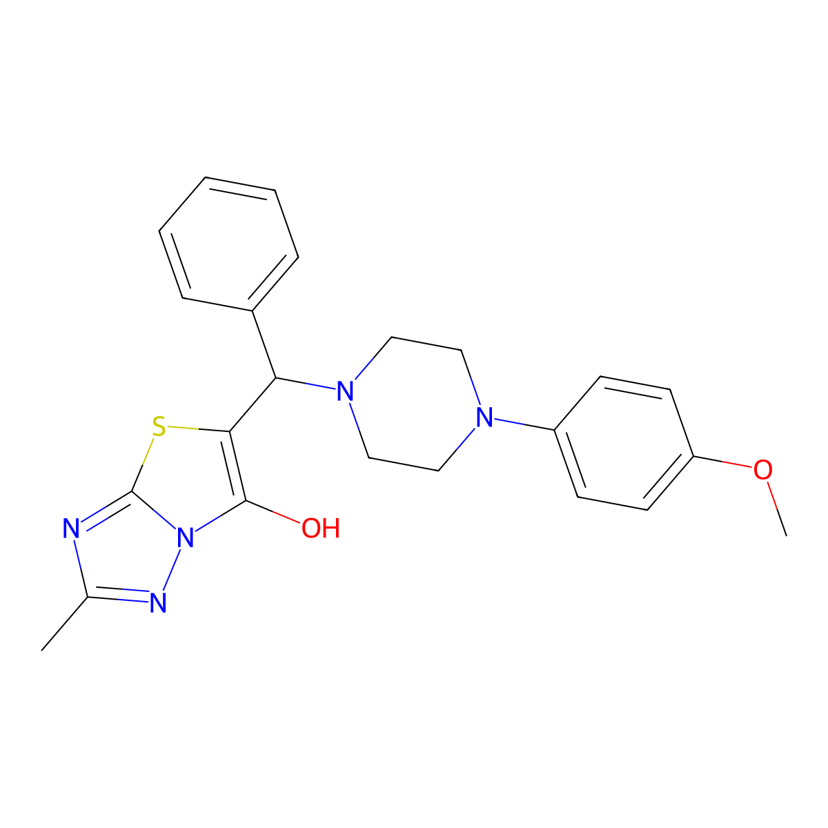 5-((4-(4-Methoxyphenyl)piperazin-1-yl)(phenyl)methyl)-2-methylthiazolo[3,2-b][1,2,4]triazol-6-ol molecular structure, CAS 851809-12-6
