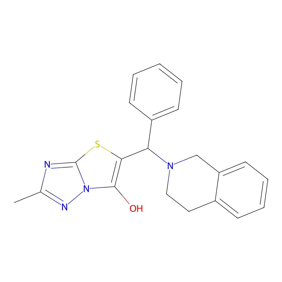 5-((3,4-dihydroisoquinolin-2(1H)-yl)(phenyl)methyl)-2-methylthiazolo[3,2-b][1,2,4]triazol-6-ol molecular structure, CAS 851809-14-8