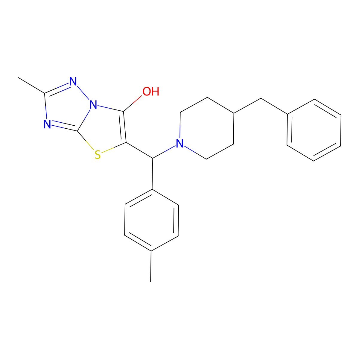 5-((4-Benzylpiperidin-1-yl)(p-tolyl)methyl)-2-methylthiazolo[3,2-b][1,2,4]triazol-6-ol molecular structure, CAS 851809-26-2