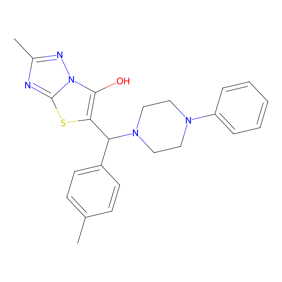 2-Methyl-5-((4-phenylpiperazin-1-yl)(p-tolyl)methyl)thiazolo[3,2-b][1,2,4]triazol-6-ol molecular structure, CAS 851809-30-8