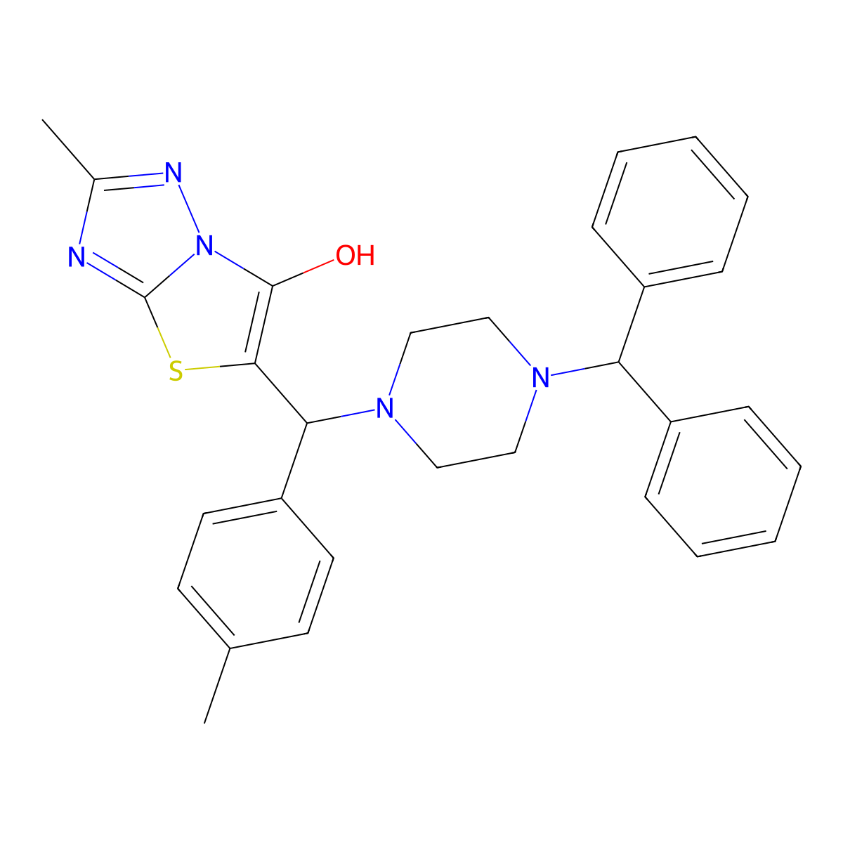 5-((4-Benzhydrylpiperazin-1-yl)(p-tolyl)methyl)-2-methylthiazolo[3,2-b][1,2,4]triazol-6-ol molecular structure, CAS 851809-32-0