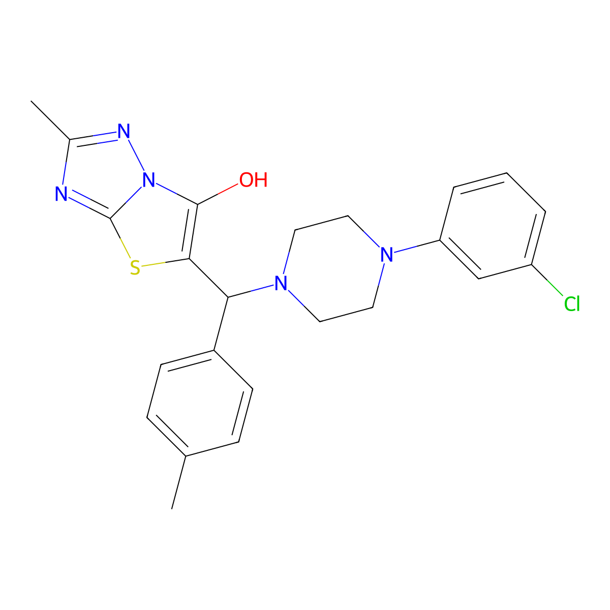 5-((4-(3-Chlorophenyl)piperazin-1-yl)(p-tolyl)methyl)-2-methylthiazolo[3,2-b][1,2,4]triazol-6-ol molecular structure, CAS 851809-35-3