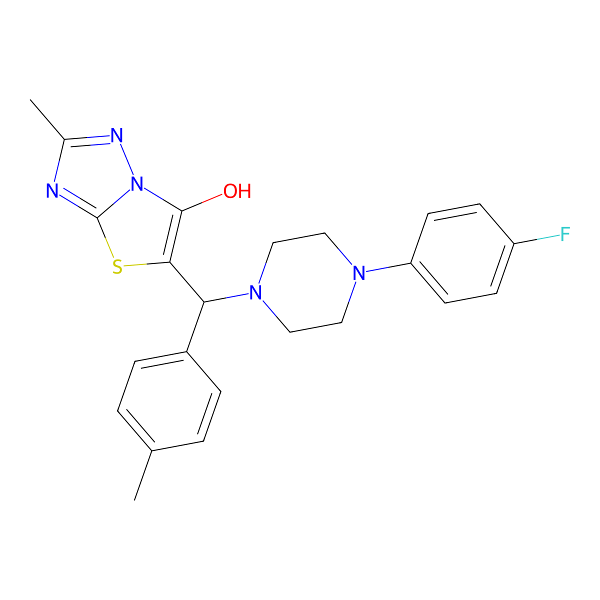 5-((4-(4-Fluorophenyl)piperazin-1-yl)(p-tolyl)methyl)-2-methylthiazolo[3,2-b][1,2,4]triazol-6-ol molecular structure, CAS 851809-37-5