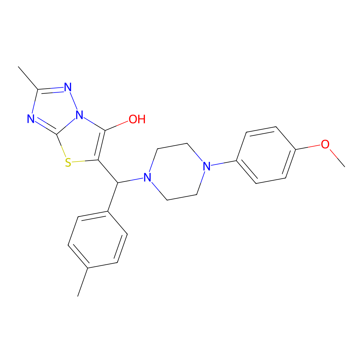 5-((4-(4-Methoxyphenyl)piperazin-1-yl)(p-tolyl)methyl)-2-methylthiazolo[3,2-b][1,2,4]triazol-6-ol molecular structure, CAS 851809-38-6