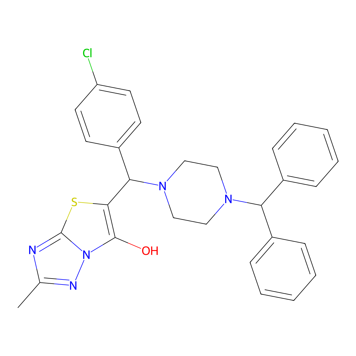 5-((4-Benzhydrylpiperazin-1-yl)(4-chlorophenyl)methyl)-2-methylthiazolo[3,2-b][1,2,4]triazol-6-ol molecular structure, CAS 851809-51-3