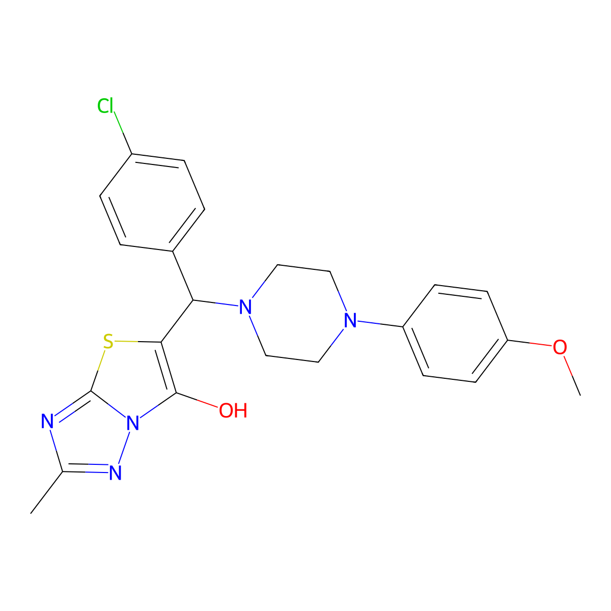 5-((4-Chlorophenyl)(4-(4-methoxyphenyl)piperazin-1-yl)methyl)-2-methylthiazolo[3,2-b][1,2,4]triazol-6-ol molecular structure, CAS 851809-55-7