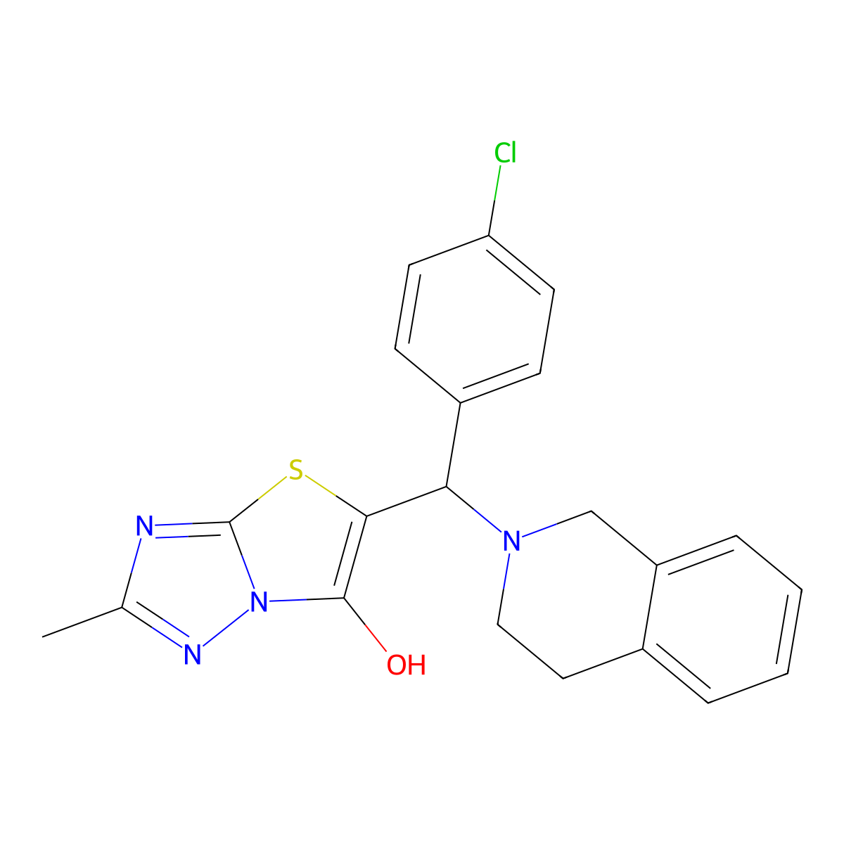 5-((4-chlorophenyl)(3,4-dihydroisoquinolin-2(1H)-yl)methyl)-2-methylthiazolo[3,2-b][1,2,4]triazol-6-ol molecular structure, CAS 851809-57-9