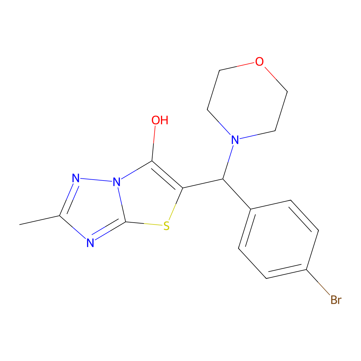 5-((4-Bromophenyl)(morpholino)methyl)-2-methylthiazolo[3,2-b][1,2,4]triazol-6-ol molecular structure, CAS 851809-67-1
