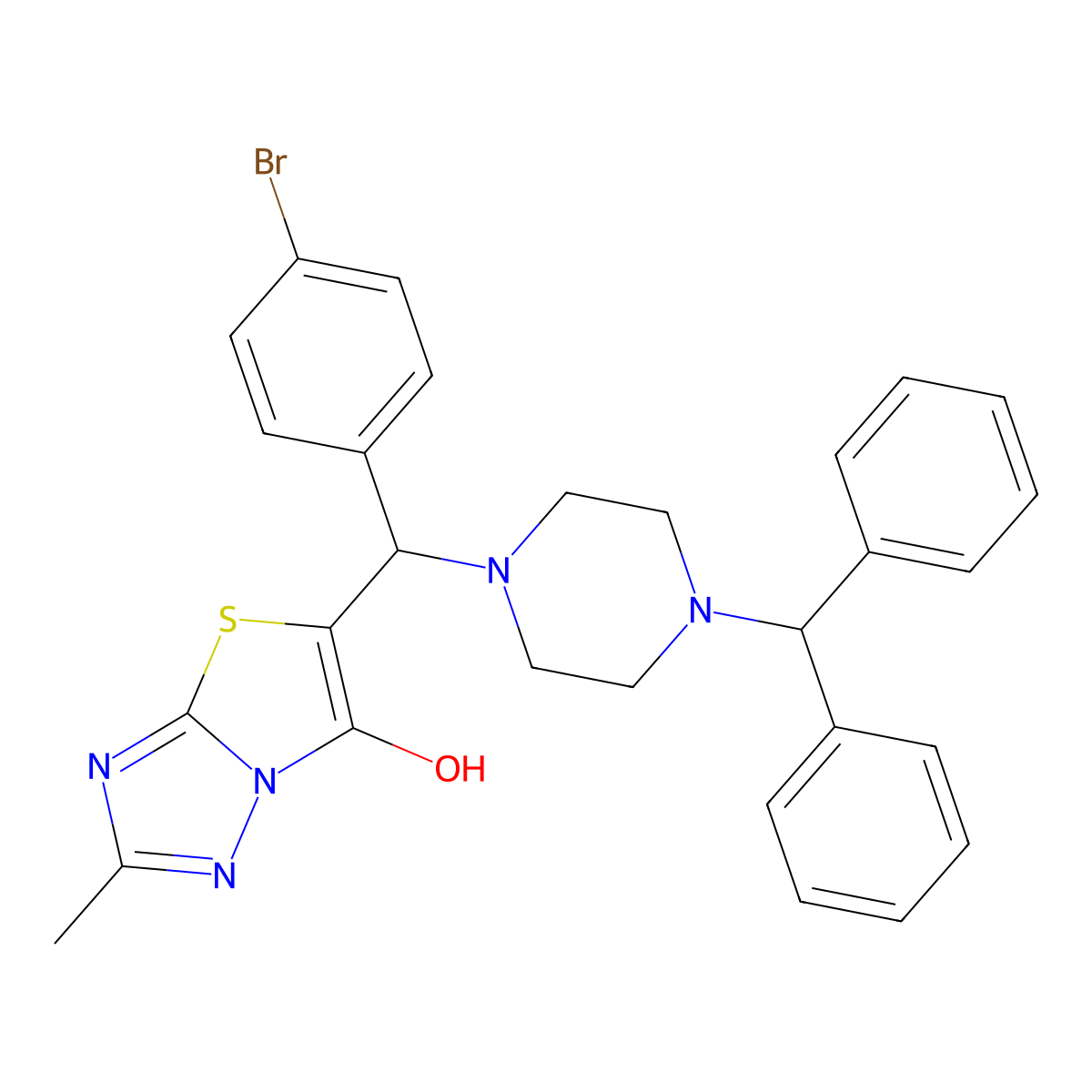 5-((4-Benzhydrylpiperazin-1-yl)(4-bromophenyl)methyl)-2-methylthiazolo[3,2-b][1,2,4]triazol-6-ol molecular structure, CAS 851809-72-8