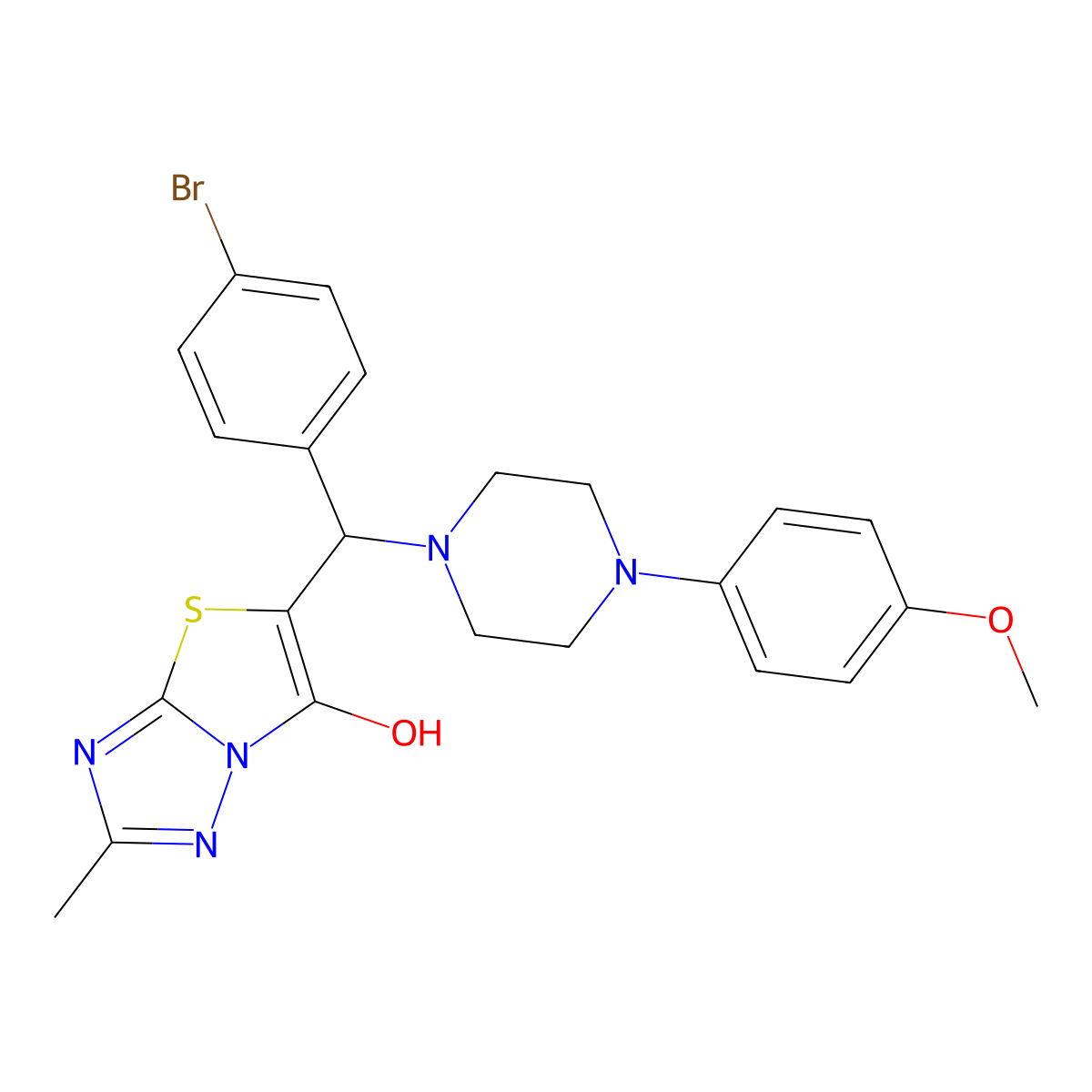 5-((4-Bromophenyl)(4-(4-methoxyphenyl)piperazin-1-yl)methyl)-2-methylthiazolo[3,2-b][1,2,4]triazol-6-ol molecular structure, CAS 851809-78-4