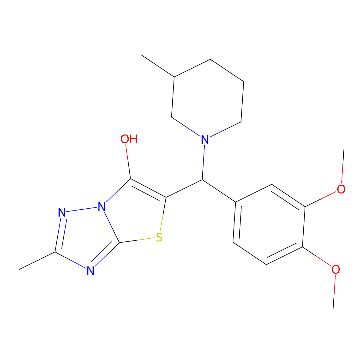 5-((3,4-Dimethoxyphenyl)(3-methylpiperidin-1-yl)methyl)-2-methylthiazolo[3,2-b][1,2,4]triazol-6-ol molecular structure, CAS 851809-82-0