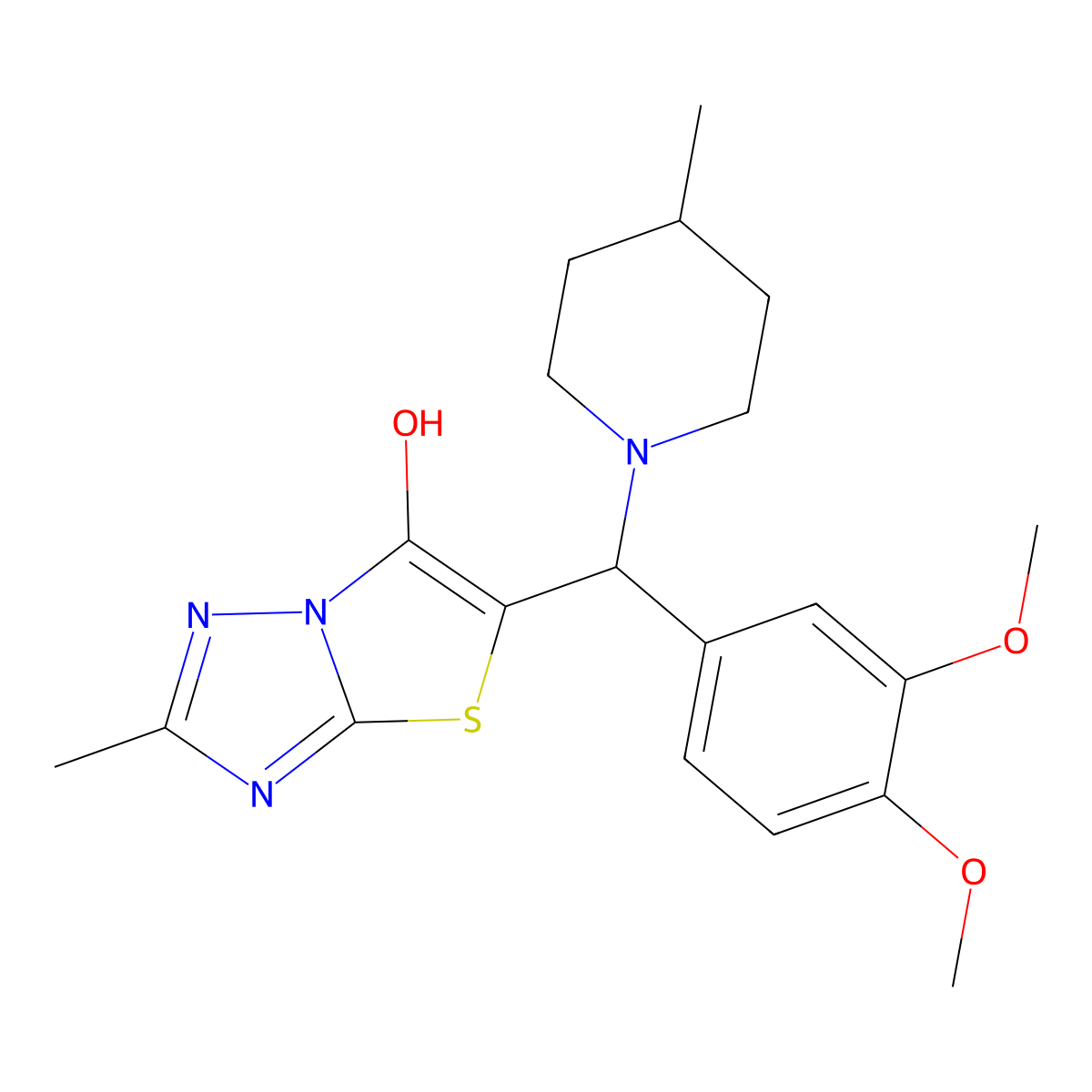 5-((3,4-Dimethoxyphenyl)(4-methylpiperidin-1-yl)methyl)-2-methylthiazolo[3,2-b][1,2,4]triazol-6-ol molecular structure, CAS 851809-83-1