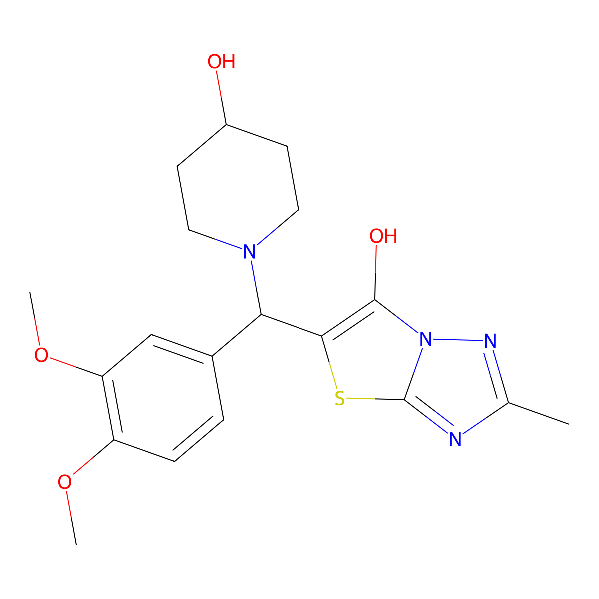 5-((3,4-Dimethoxyphenyl)(4-hydroxypiperidin-1-yl)methyl)-2-methylthiazolo[3,2-b][1,2,4]triazol-6-ol molecular structure, CAS 851809-84-2