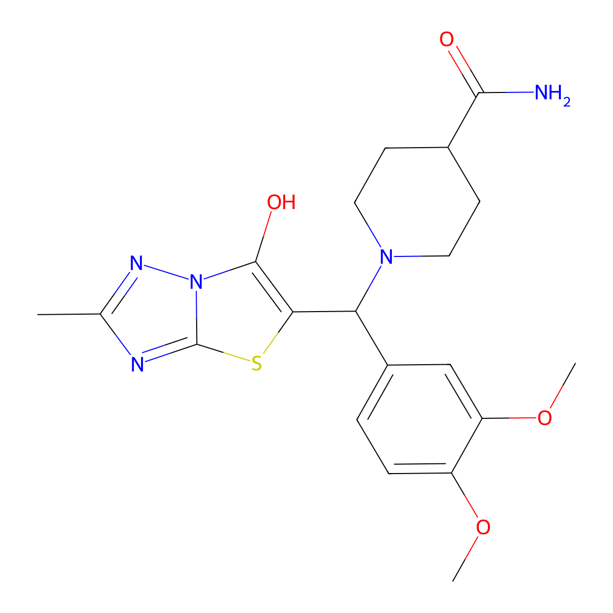 1-((3,4-Dimethoxyphenyl)(6-hydroxy-2-methylthiazolo[3,2-b][1,2,4]triazol-5-yl)methyl)piperidine-4-carboxamide molecular structure, CAS 851809-87-5