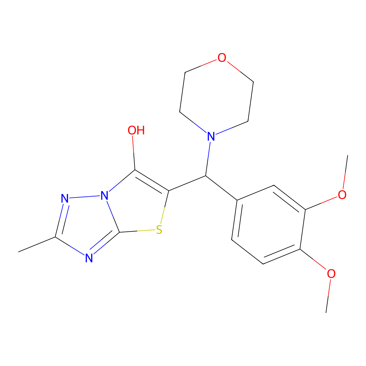 5-((3,4-Dimethoxyphenyl)(morpholino)methyl)-2-methylthiazolo[3,2-b][1,2,4]triazol-6-ol molecular structure, CAS 851809-88-6