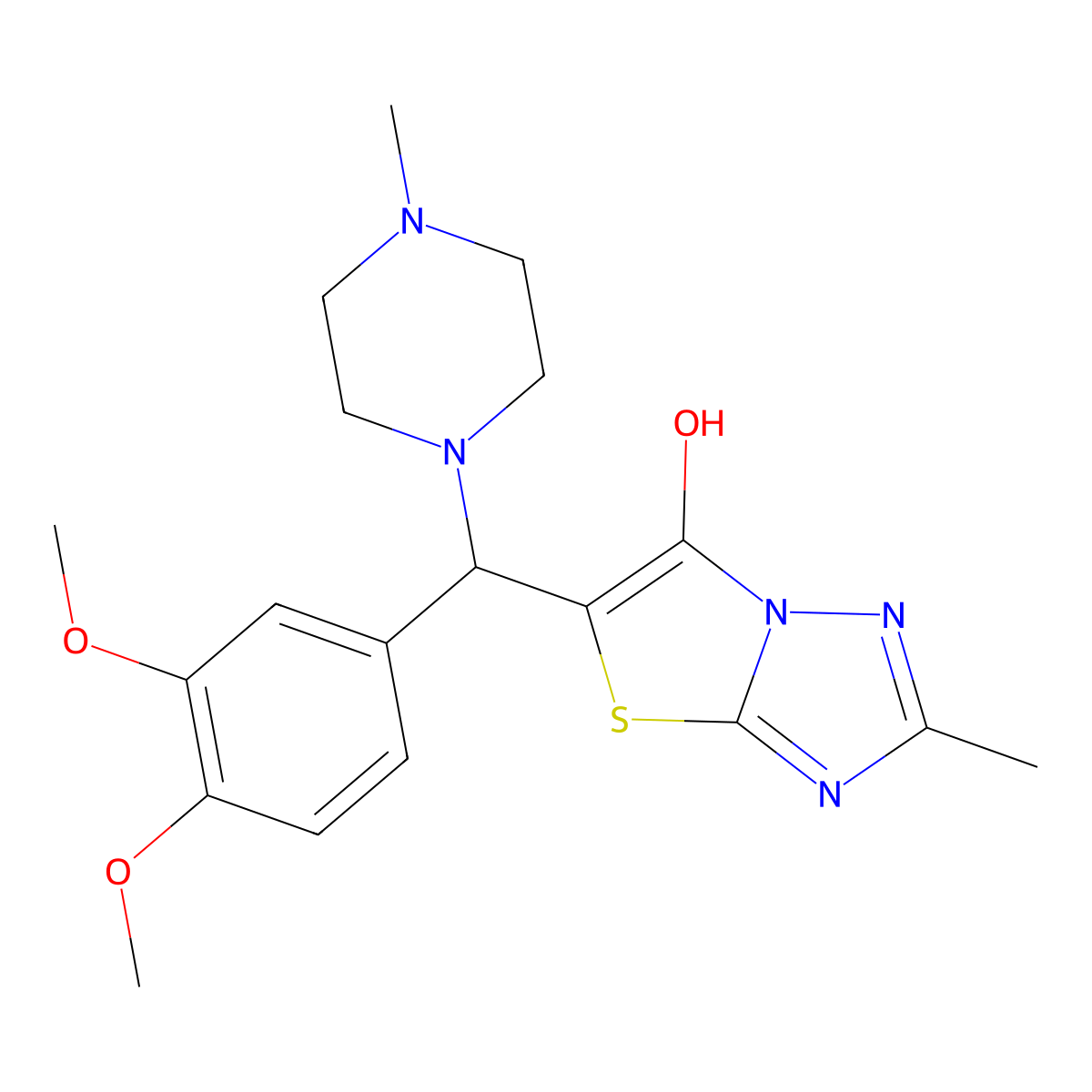 5-((3,4-Dimethoxyphenyl)(4-methylpiperazin-1-yl)methyl)-2-methylthiazolo[3,2-b][1,2,4]triazol-6-ol molecular structure, CAS 851809-89-7