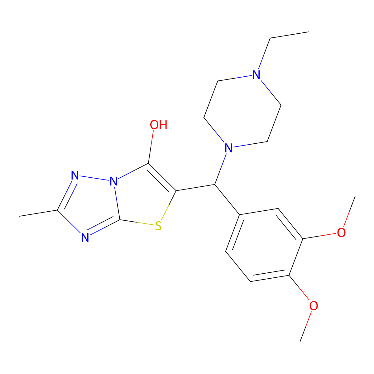5-((3,4-Dimethoxyphenyl)(4-ethylpiperazin-1-yl)methyl)-2-methylthiazolo[3,2-b][1,2,4]triazol-6-ol molecular structure, CAS 851809-91-1