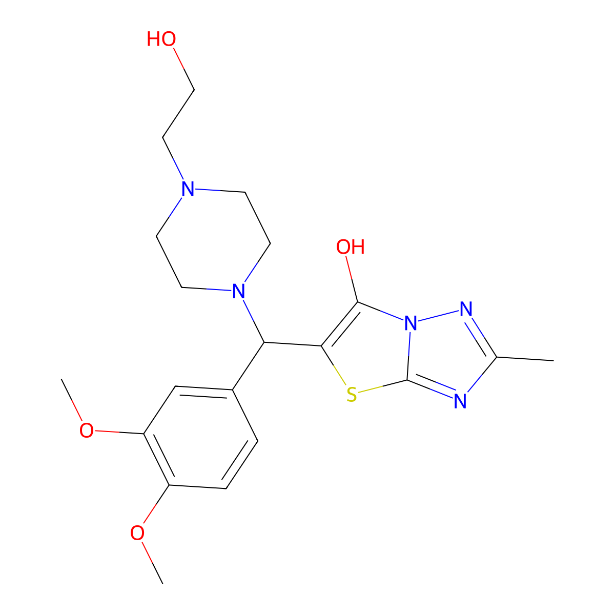 5-[(3,4-Dimethoxyphenyl)-[4-(2-hydroxyethyl)-1-piperazinyl]methyl]-2-methyl-6-thiazolo[3,2-b][1,2,4]triazolol molecular structure, CAS 851809-92-2