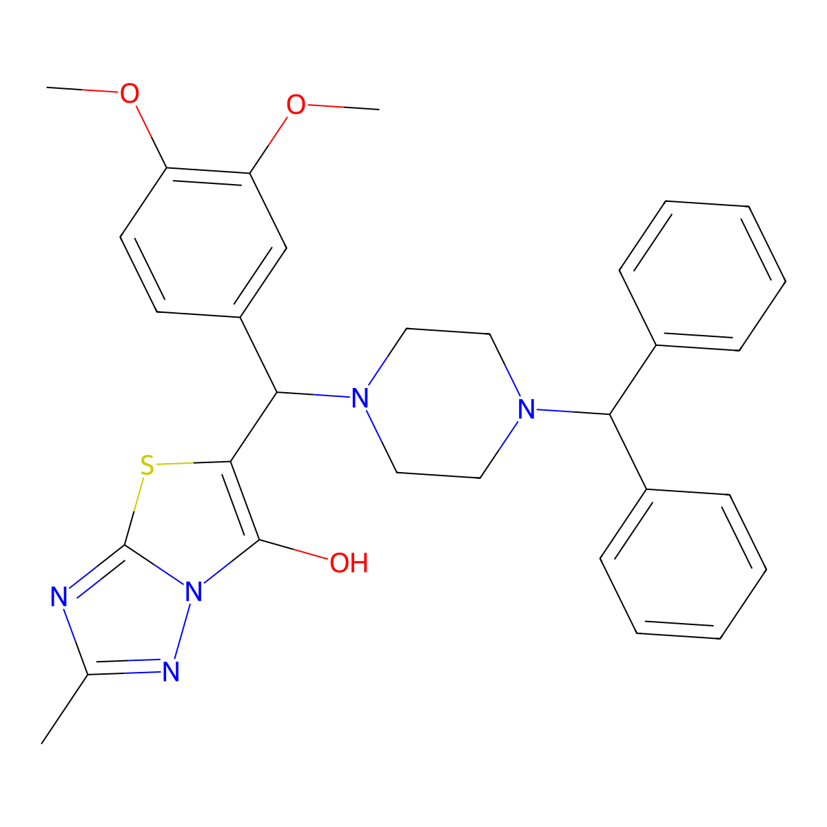 5-((4-Benzhydrylpiperazin-1-yl)(3,4-dimethoxyphenyl)methyl)-2-methylthiazolo[3,2-b][1,2,4]triazol-6-ol molecular structure, CAS 851809-93-3