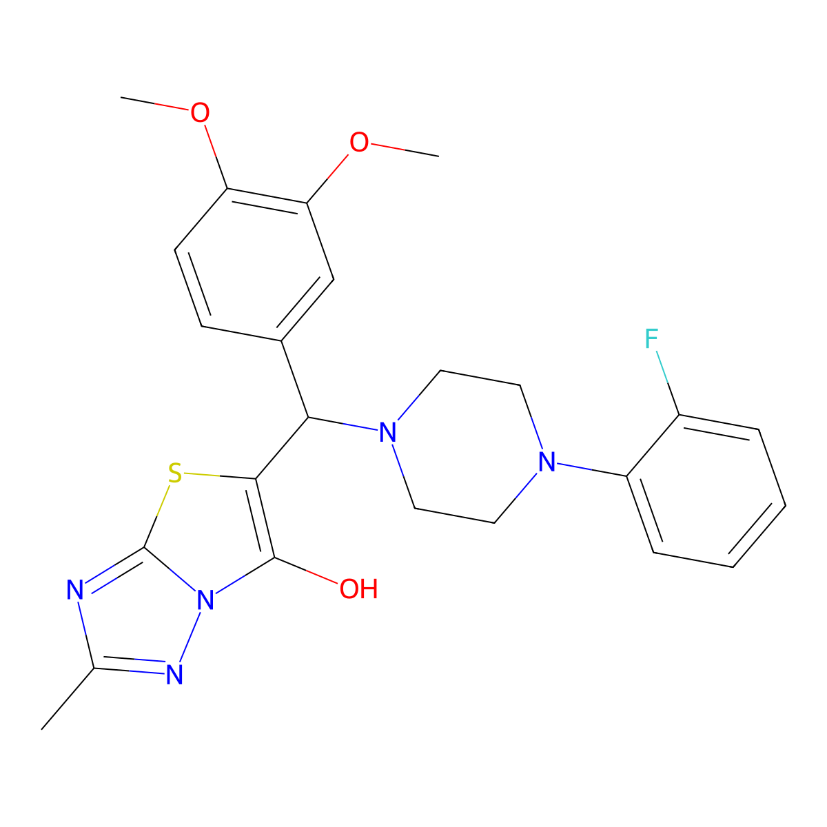 5-((3,4-Dimethoxyphenyl)(4-(2-fluorophenyl)piperazin-1-yl)methyl)-2-methylthiazolo[3,2-b][1,2,4]triazol-6-ol molecular structure, CAS 851809-95-5