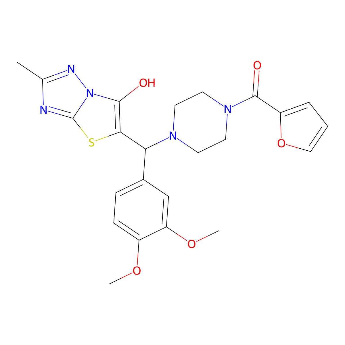 (4-((3,4-Dimethoxyphenyl)(6-hydroxy-2-methylthiazolo[3,2-b][1,2,4]triazol-5-yl)methyl)piperazin-1-yl)(furan-2-yl)methanone molecular structure, CAS 851809-96-6