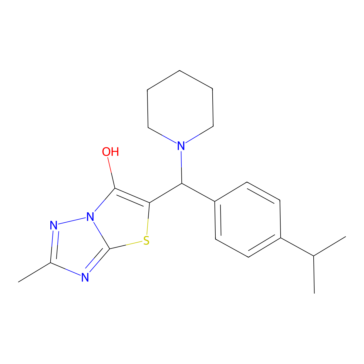 5-((4-Isopropylphenyl)(piperidin-1-yl)methyl)-2-methylthiazolo[3,2-b][1,2,4]triazol-6-ol molecular structure, CAS 851809-98-8