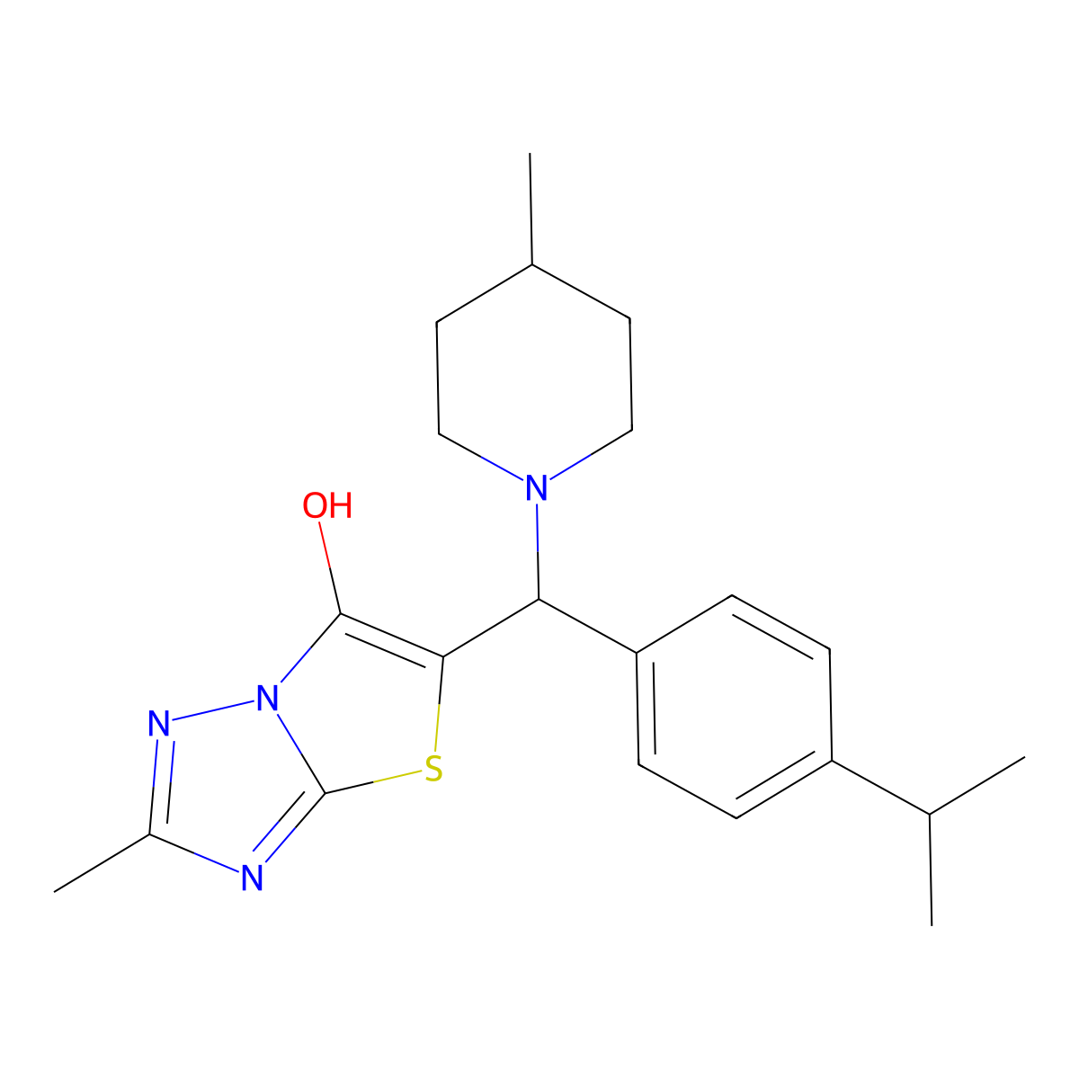 5-((4-Isopropylphenyl)(4-methylpiperidin-1-yl)methyl)-2-methylthiazolo[3,2-b][1,2,4]triazol-6-ol molecular structure, CAS 851810-00-9
