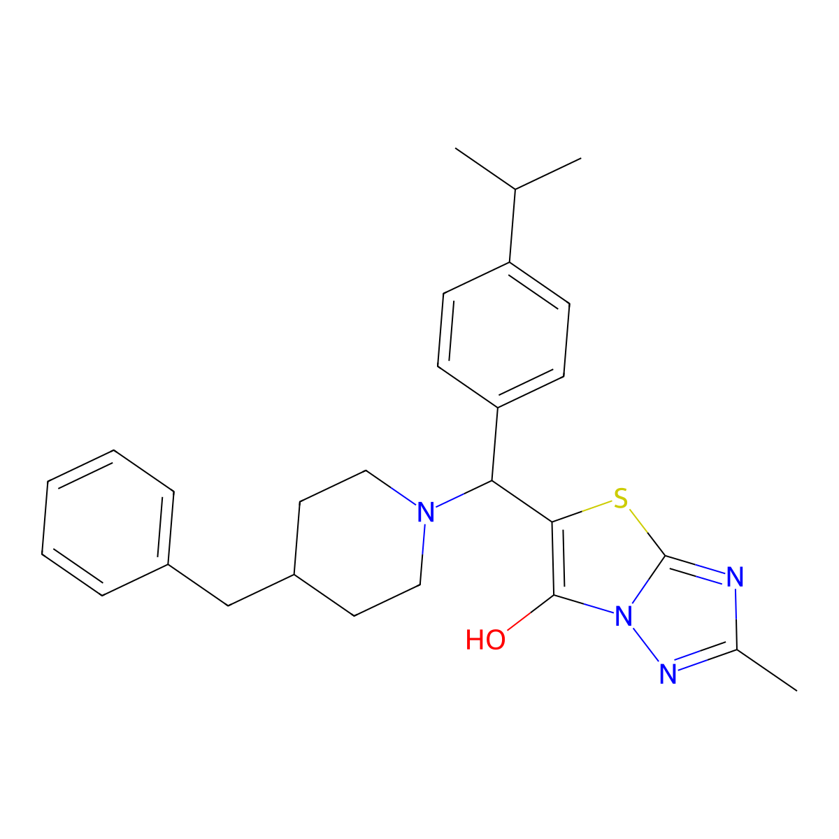 5-((4-Benzylpiperidin-1-yl)(4-isopropylphenyl)methyl)-2-methylthiazolo[3,2-b][1,2,4]triazol-6-ol molecular structure, CAS 851810-05-4