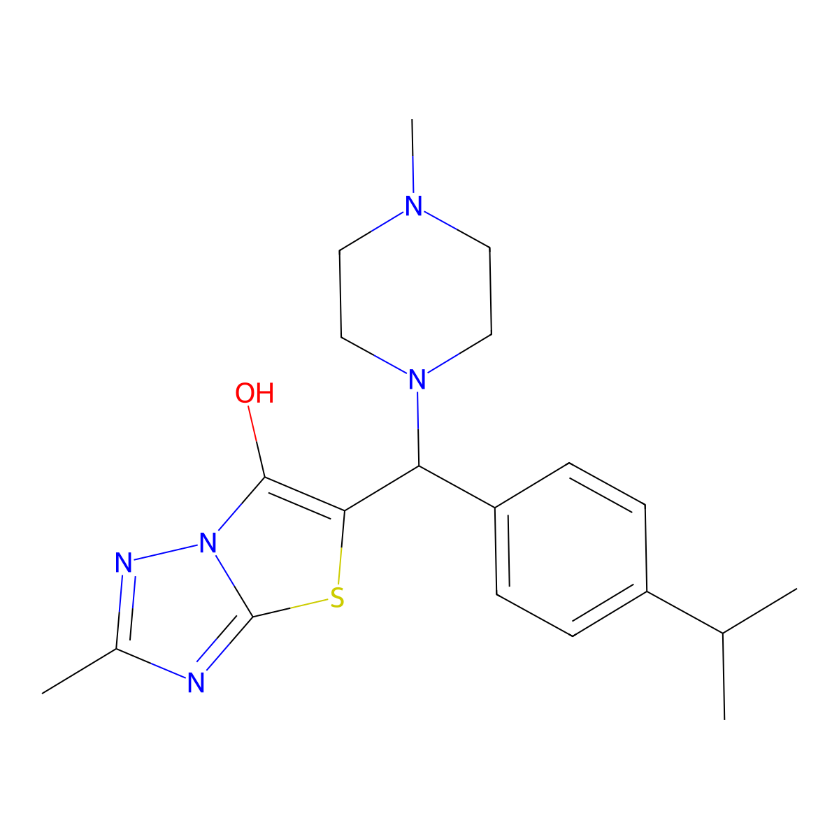5-((4-Isopropylphenyl)(4-methylpiperazin-1-yl)methyl)-2-methylthiazolo[3,2-b][1,2,4]triazol-6-ol molecular structure, CAS 851810-08-7