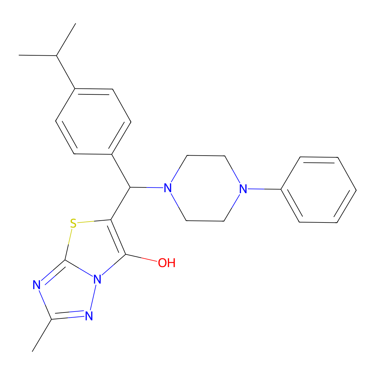 5-((4-Isopropylphenyl)(4-phenylpiperazin-1-yl)methyl)-2-methylthiazolo[3,2-b][1,2,4]triazol-6-ol molecular structure, CAS 851810-10-1