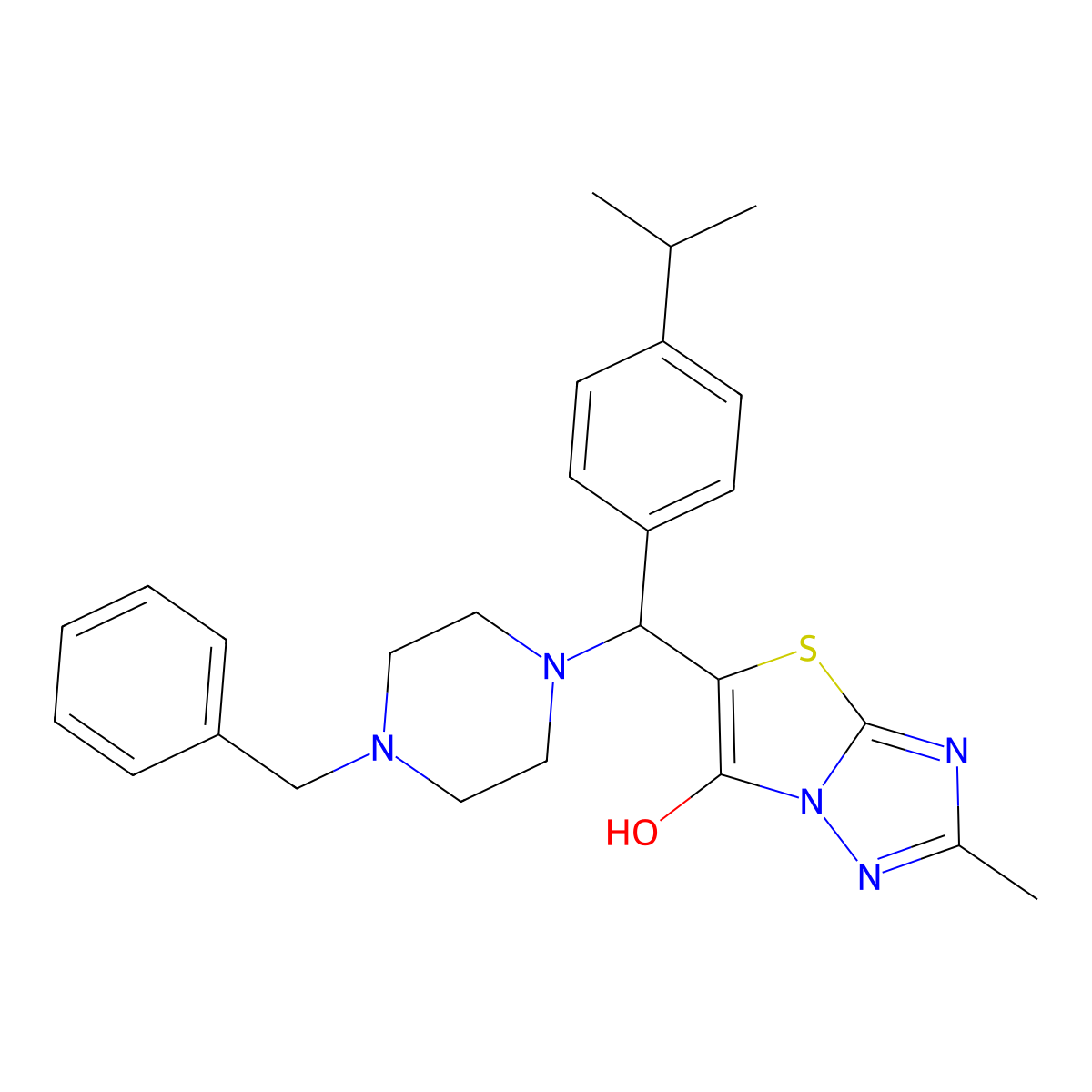 5-((4-Benzylpiperazin-1-yl)(4-isopropylphenyl)methyl)-2-methylthiazolo[3,2-b][1,2,4]triazol-6-ol molecular structure, CAS 851810-14-5