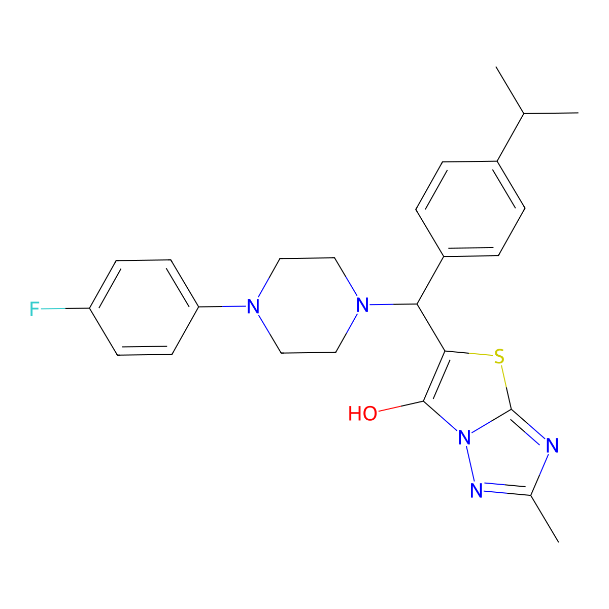 5-((4-(4-Fluorophenyl)piperazin-1-yl)(4-isopropylphenyl)methyl)-2-methylthiazolo[3,2-b][1,2,4]triazol-6-ol molecular structure, CAS 851810-17-8