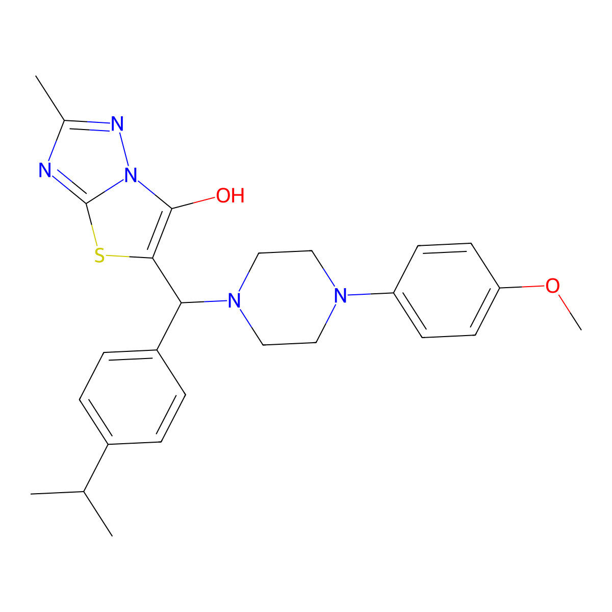 5-((4-Isopropylphenyl)(4-(4-methoxyphenyl)piperazin-1-yl)methyl)-2-methylthiazolo[3,2-b][1,2,4]triazol-6-ol molecular structure, CAS 851810-18-9