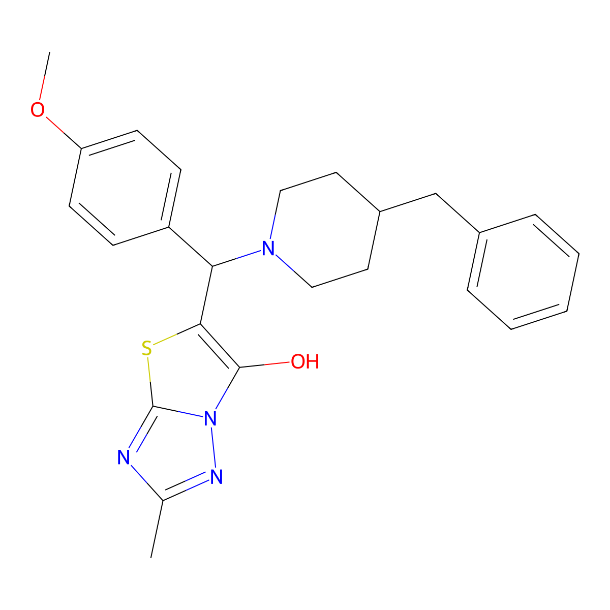 5-((4-Benzylpiperidin-1-yl)(4-methoxyphenyl)methyl)-2-methylthiazolo[3,2-b][1,2,4]triazol-6-ol molecular structure, CAS 851810-25-8
