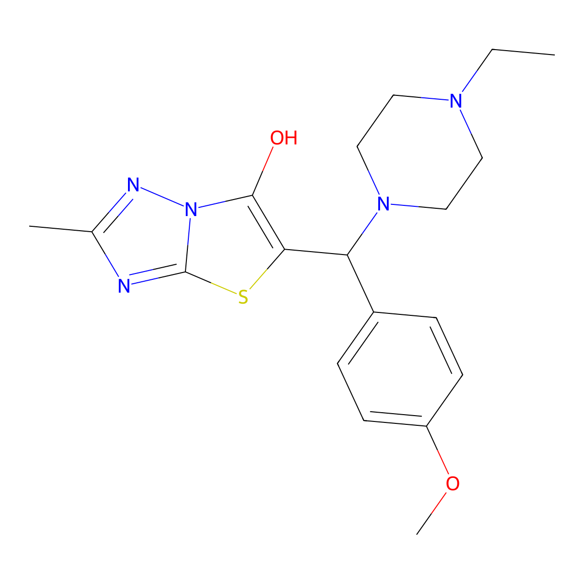 5-((4-Ethylpiperazin-1-yl)(4-methoxyphenyl)methyl)-2-methylthiazolo[3,2-b][1,2,4]triazol-6-ol molecular structure, CAS 851810-27-0