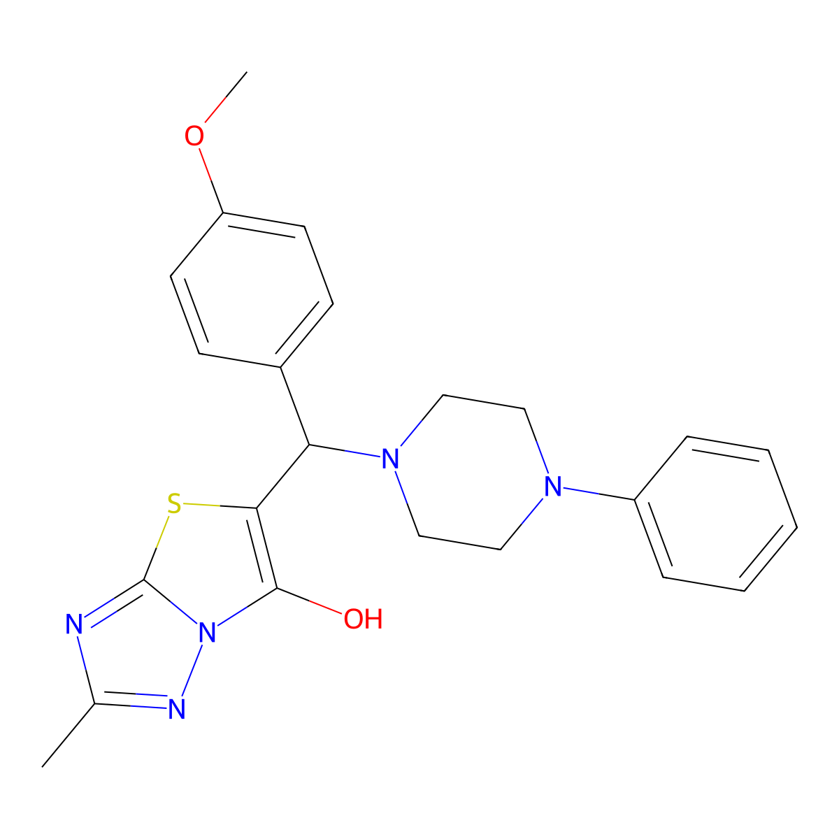 5-((4-Methoxyphenyl)(4-phenylpiperazin-1-yl)methyl)-2-methylthiazolo[3,2-b][1,2,4]triazol-6-ol molecular structure, CAS 851810-28-1