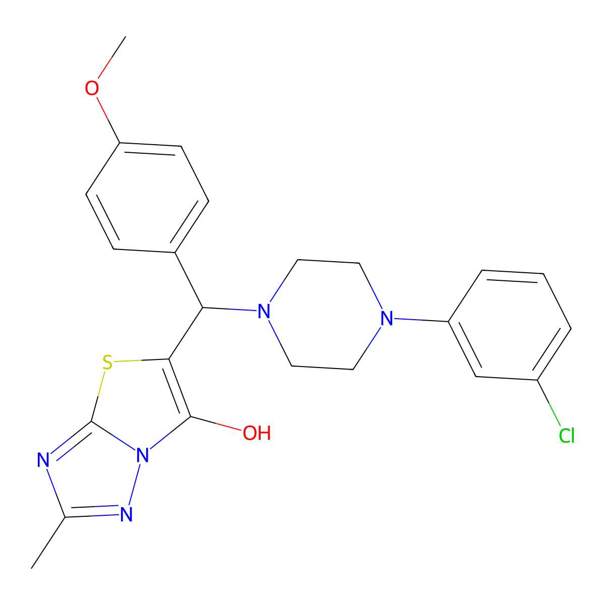 5-((4-(3-Chlorophenyl)piperazin-1-yl)(4-methoxyphenyl)methyl)-2-methylthiazolo[3,2-b][1,2,4]triazol-6-ol molecular structure, CAS 851810-32-7