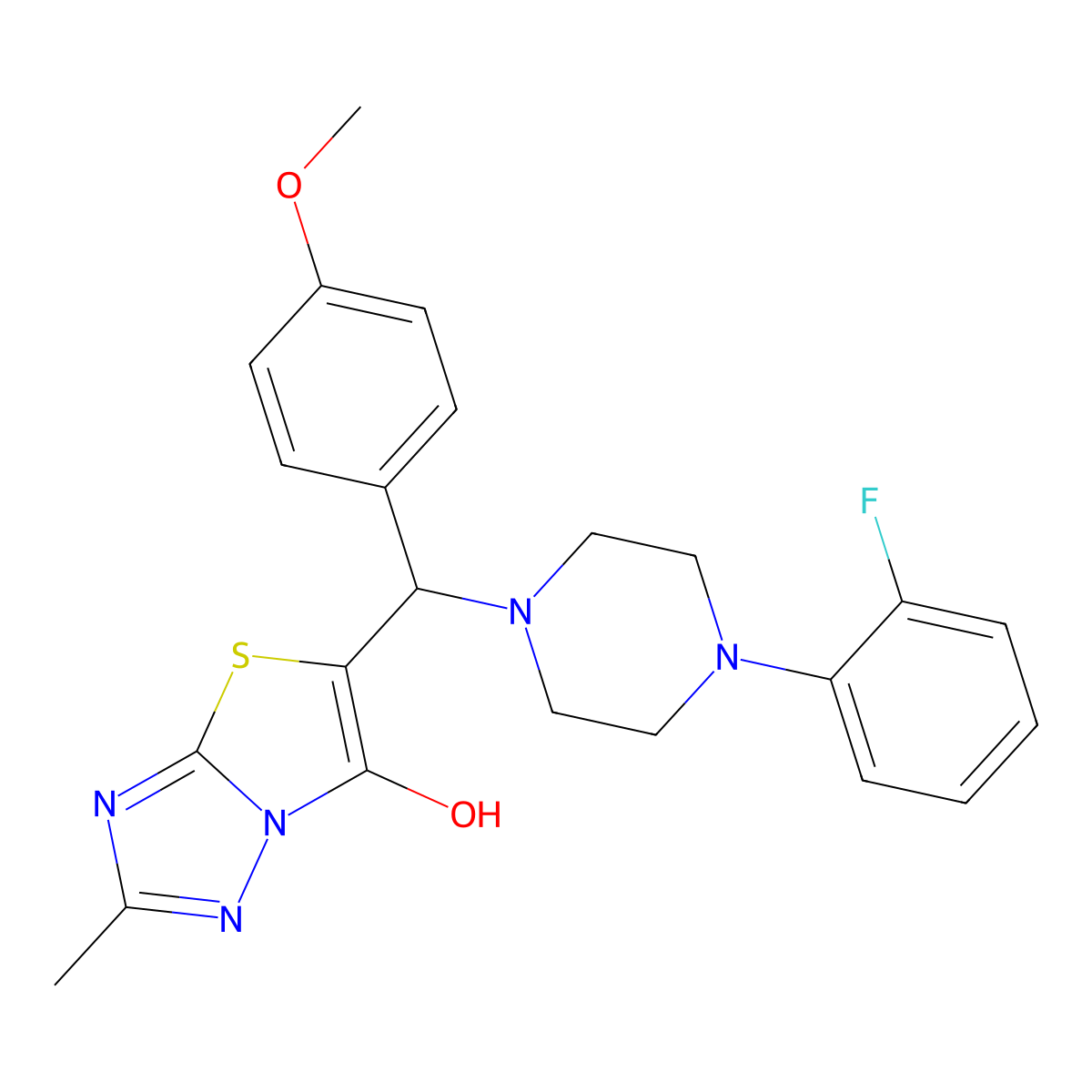 5-((4-(2-Fluorophenyl)piperazin-1-yl)(4-methoxyphenyl)methyl)-2-methylthiazolo[3,2-b][1,2,4]triazol-6-ol molecular structure, CAS 851810-33-8