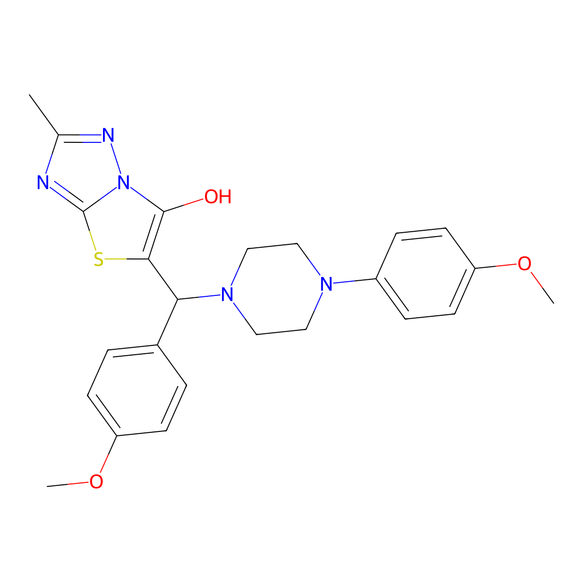 5-((4-Methoxyphenyl)(4-(4-methoxyphenyl)piperazin-1-yl)methyl)-2-methylthiazolo[3,2-b][1,2,4]triazol-6-ol molecular structure, CAS 851810-34-9