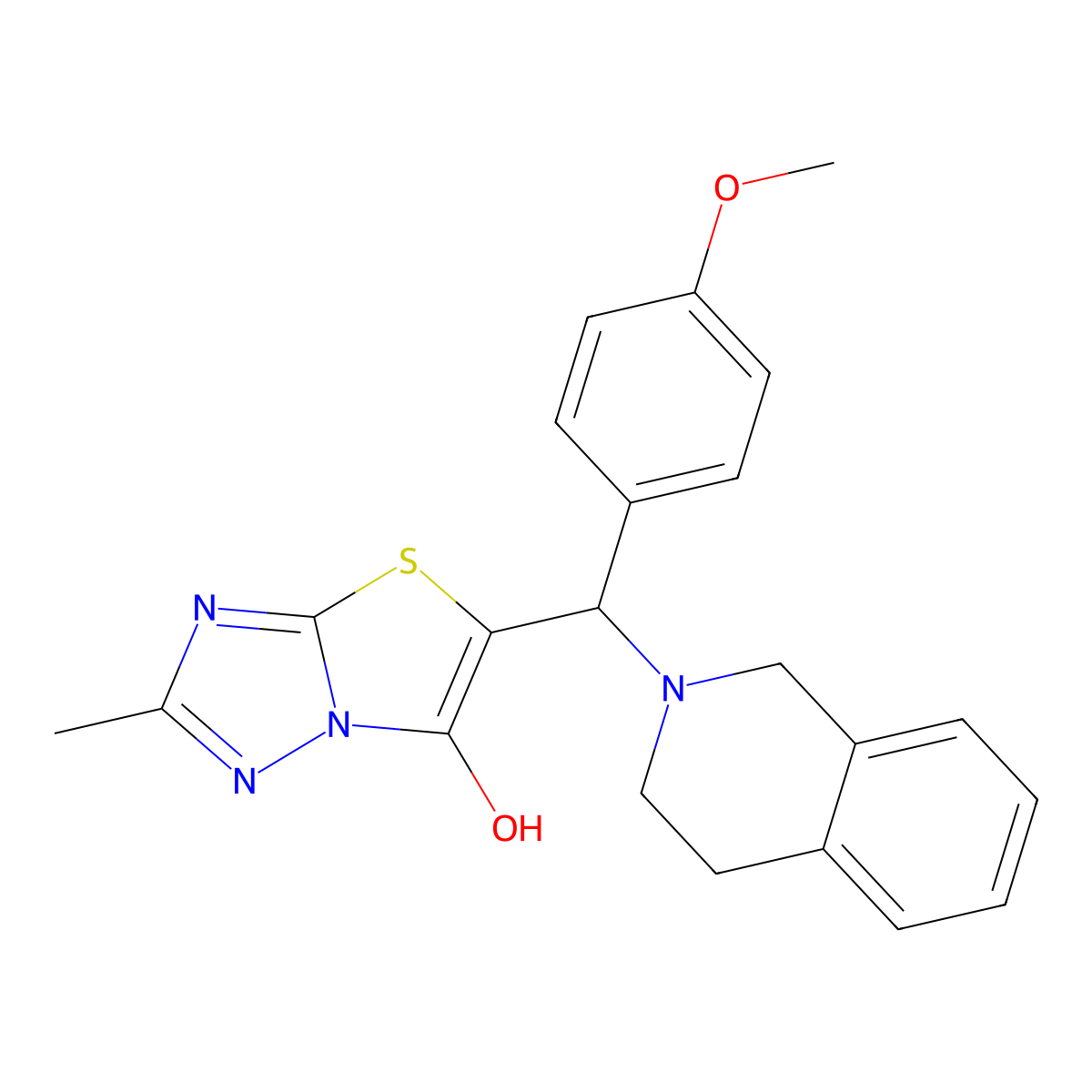 5-[3,4-dihydro-1H-isoquinolin-2-yl-(4-methoxyphenyl)methyl]-2-methyl-[1,3]thiazolo[3,2-b][1,2,4]triazol-6-ol molecular structure, CAS 851810-36-1