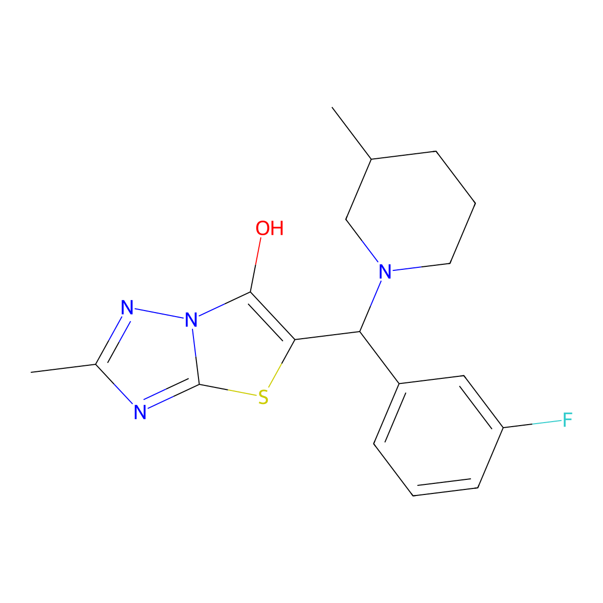 5-[(3-Fluorophenyl)(3-methylpiperidin-1-yl)methyl]-2-methyl[1,3]thiazolo[3,2-b][1,2,4]triazol-6-ol molecular structure, CAS 851810-38-3