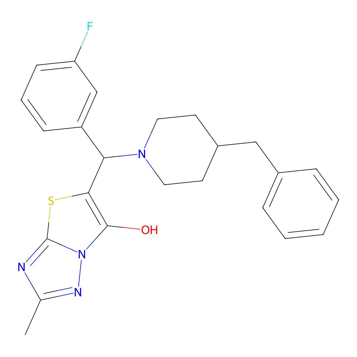 5-((4-Benzylpiperidin-1-yl)(3-fluorophenyl)methyl)-2-methylthiazolo[3,2-b][1,2,4]triazol-6-ol molecular structure, CAS 851810-44-1