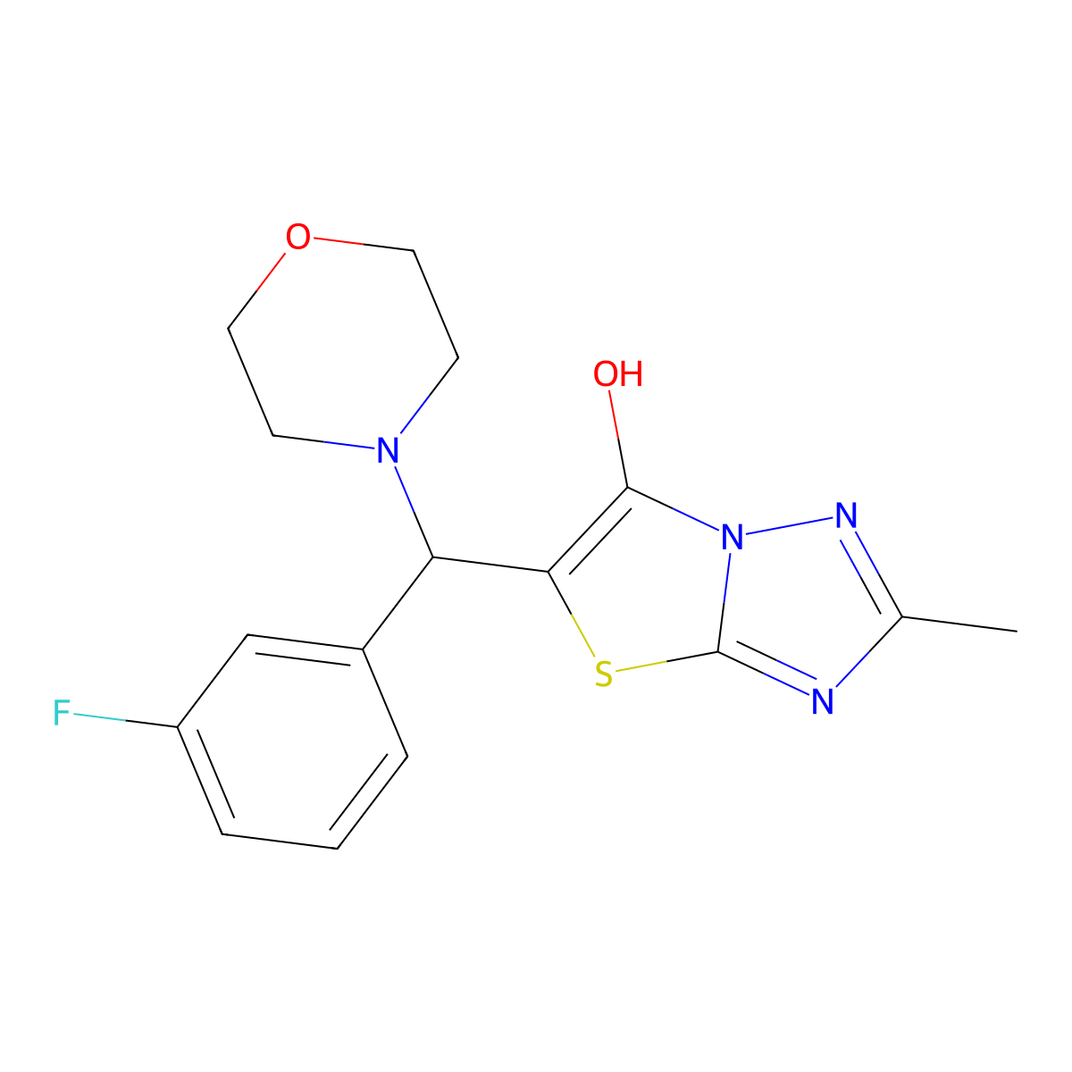 5-((3-Fluorophenyl)(morpholino)methyl)-2-methylthiazolo[3,2-b][1,2,4]triazol-6-ol molecular structure, CAS 851810-46-3