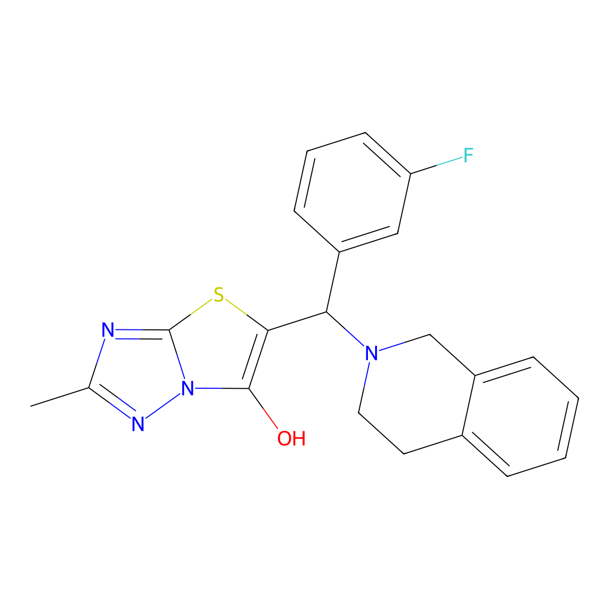5-((3,4-dihydroisoquinolin-2(1H)-yl)(3-fluorophenyl)methyl)-2-methylthiazolo[3,2-b][1,2,4]triazol-6-ol molecular structure, CAS 851810-59-8