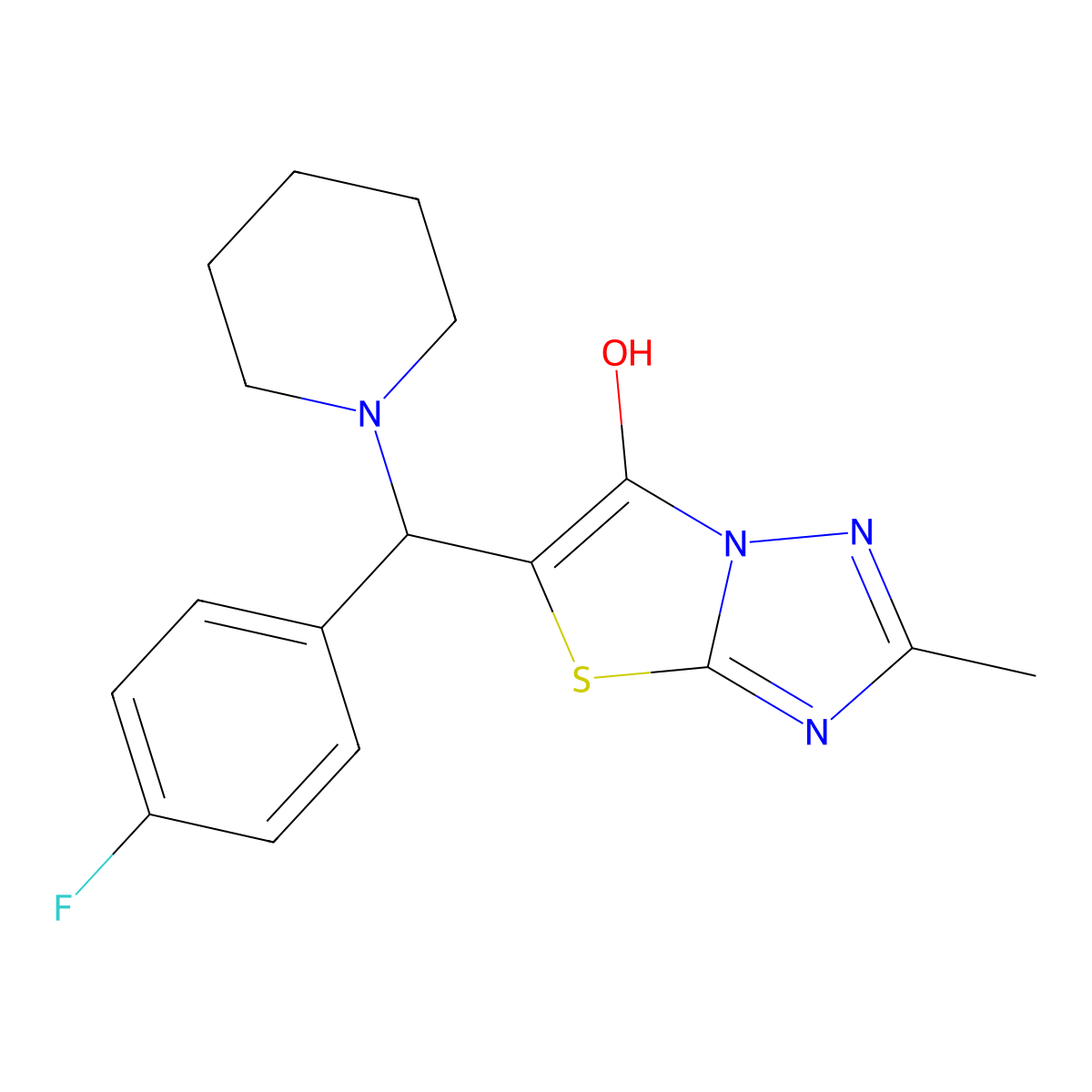 5-((4-Fluorophenyl)(piperidin-1-yl)methyl)-2-methylthiazolo[3,2-b][1,2,4]triazol-6-ol molecular structure, CAS 851810-60-1