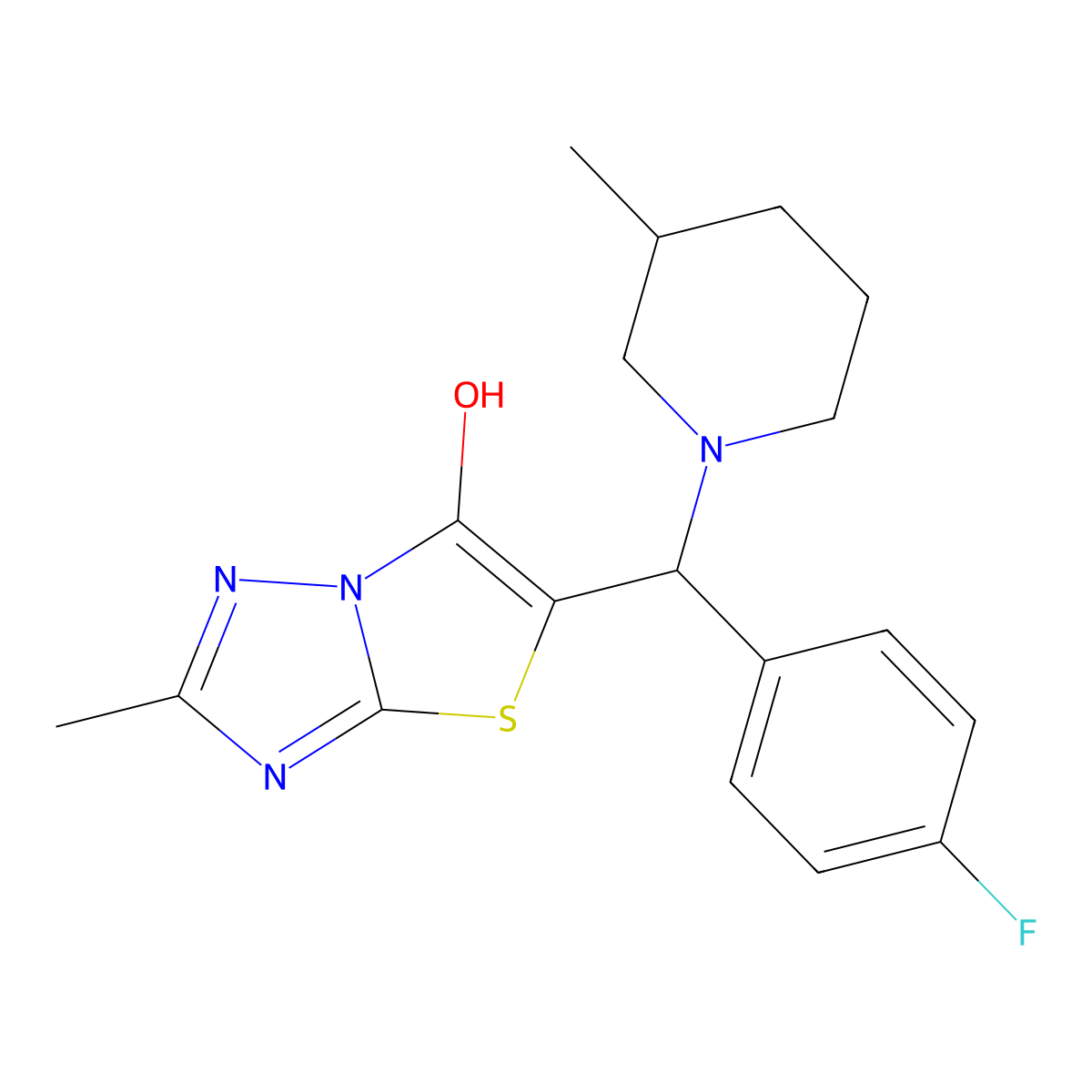 5-((4-Fluorophenyl)(3-methylpiperidin-1-yl)methyl)-2-methylthiazolo[3,2-b][1,2,4]triazol-6-ol molecular structure, CAS 851810-61-2