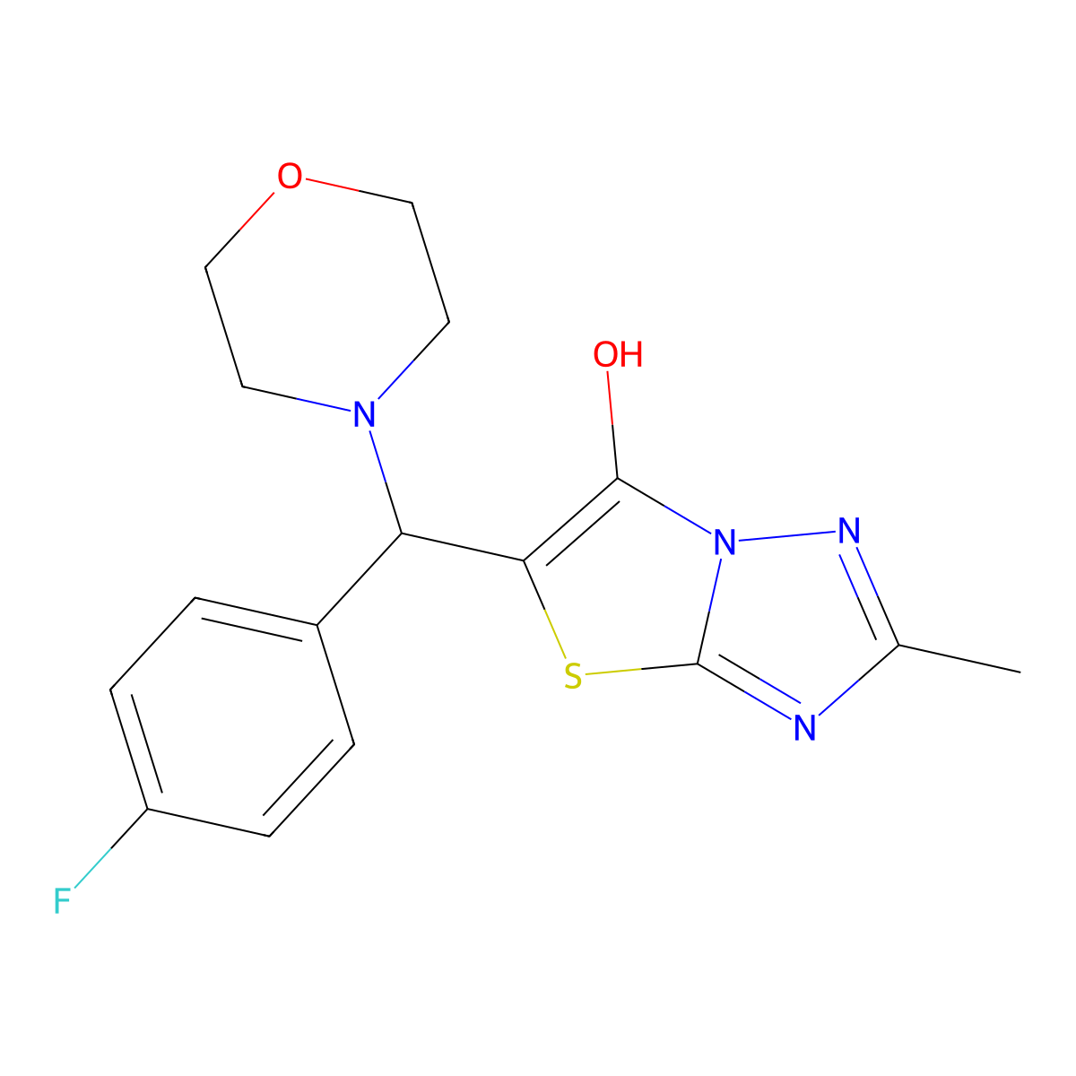 5-((4-Fluorophenyl)(morpholino)methyl)-2-methylthiazolo[3,2-b][1,2,4]triazol-6-ol molecular structure, CAS 851810-73-6