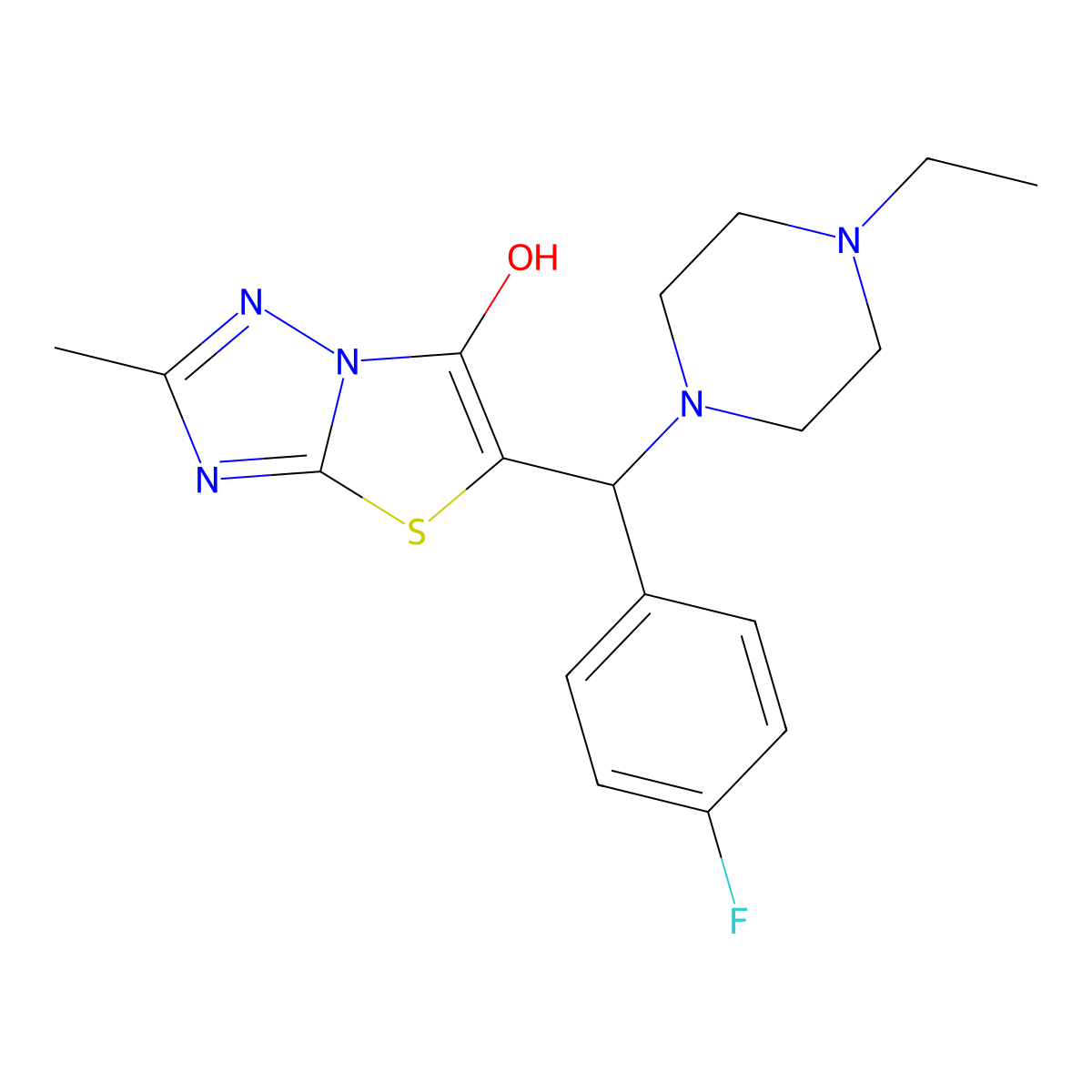 5-((4-Ethylpiperazin-1-yl)(4-fluorophenyl)methyl)-2-methylthiazolo[3,2-b][1,2,4]triazol-6-ol molecular structure, CAS 851810-75-8